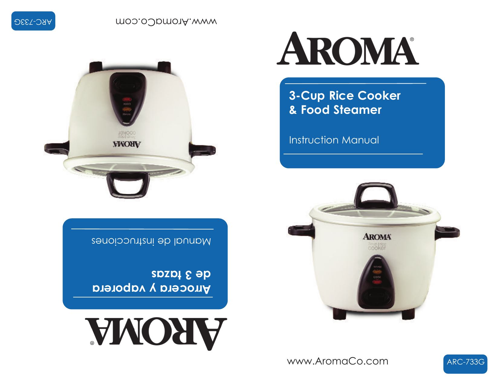 Arrocera y vaporera de 3 tazas 3-C &Fo - Aroma Housewares