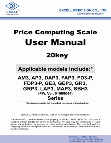 Excell AM4 Price Computing Scale User Manual | Manualzz
