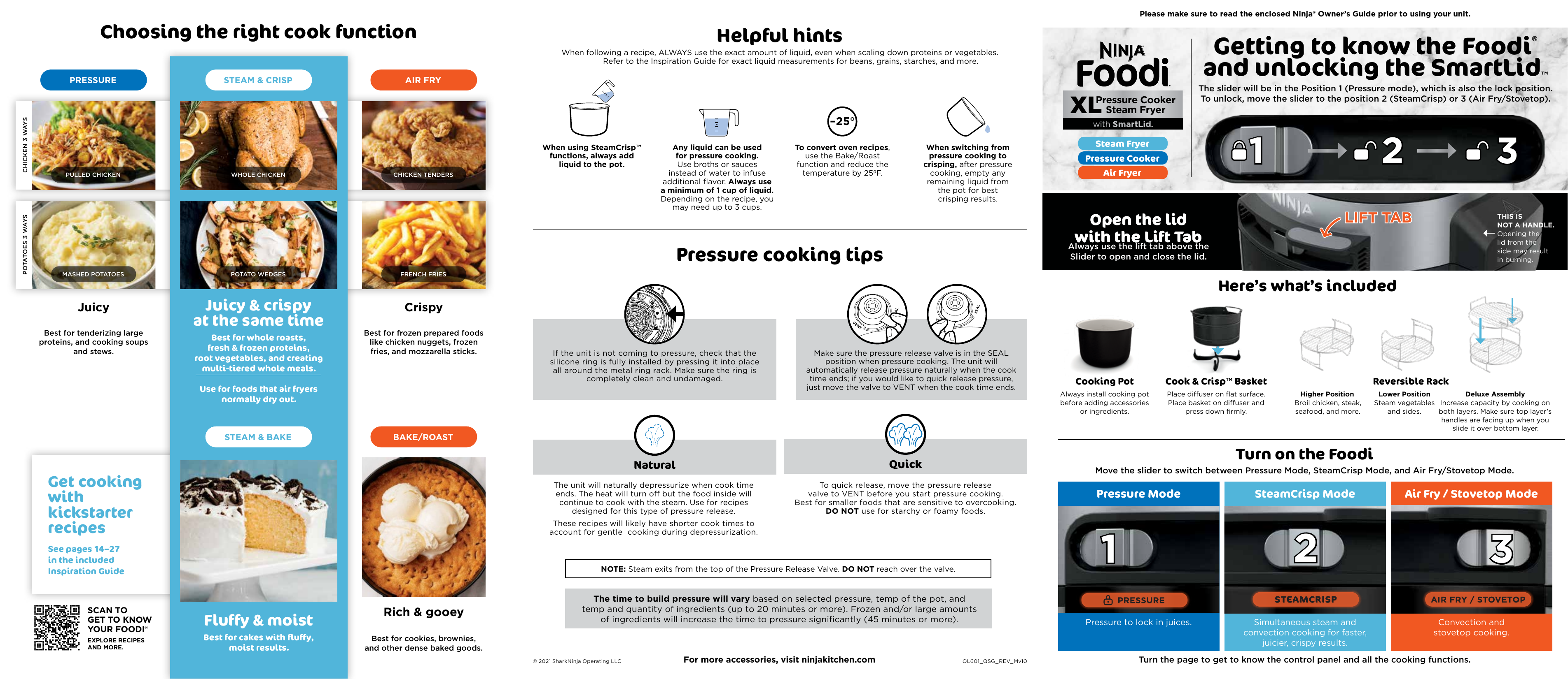 NINJA OL601 Foodi XL 8 Qt. Pressure Cooker Steam Fryer Instructions