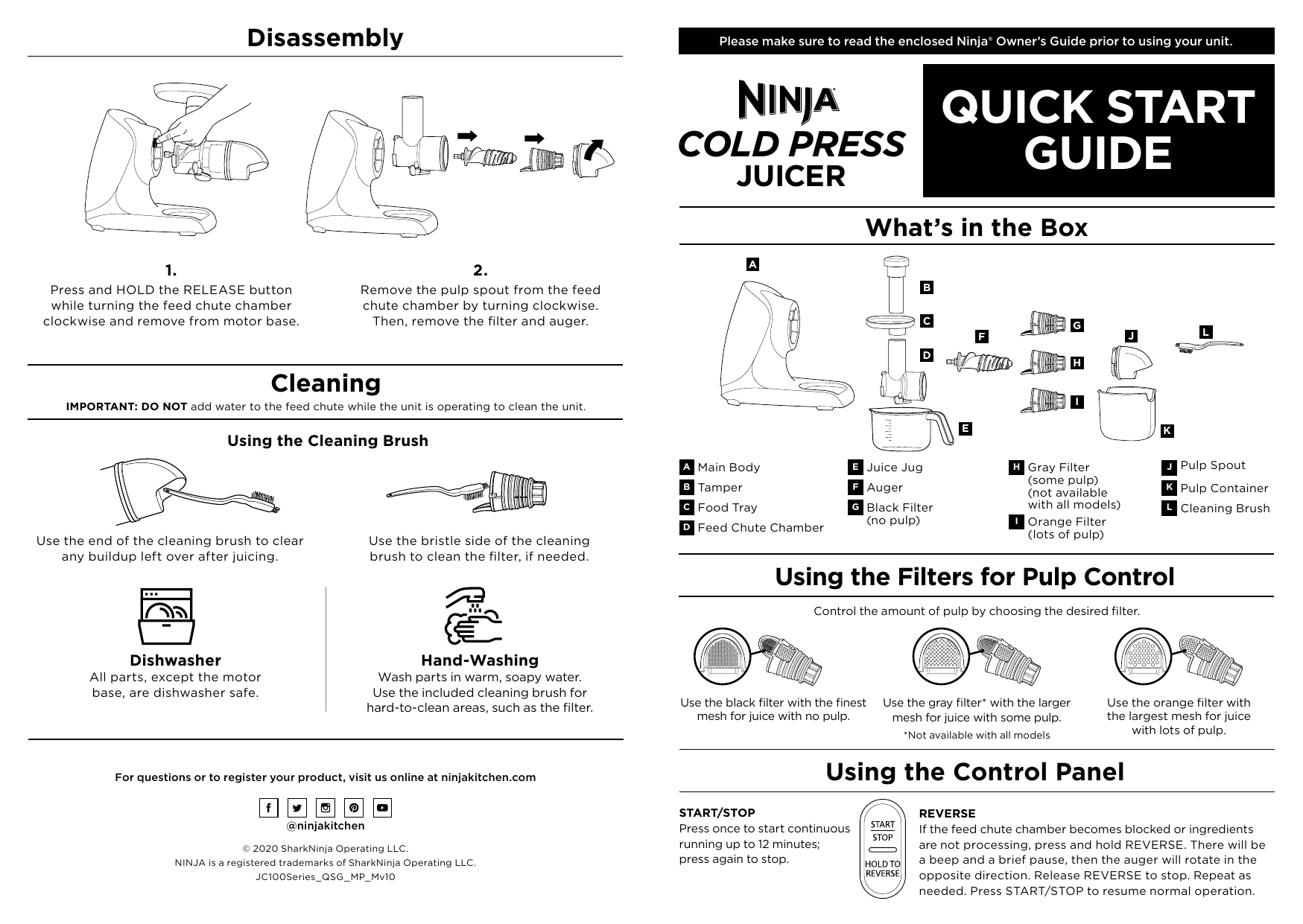 NINJA Cold Press Juicer Instructions