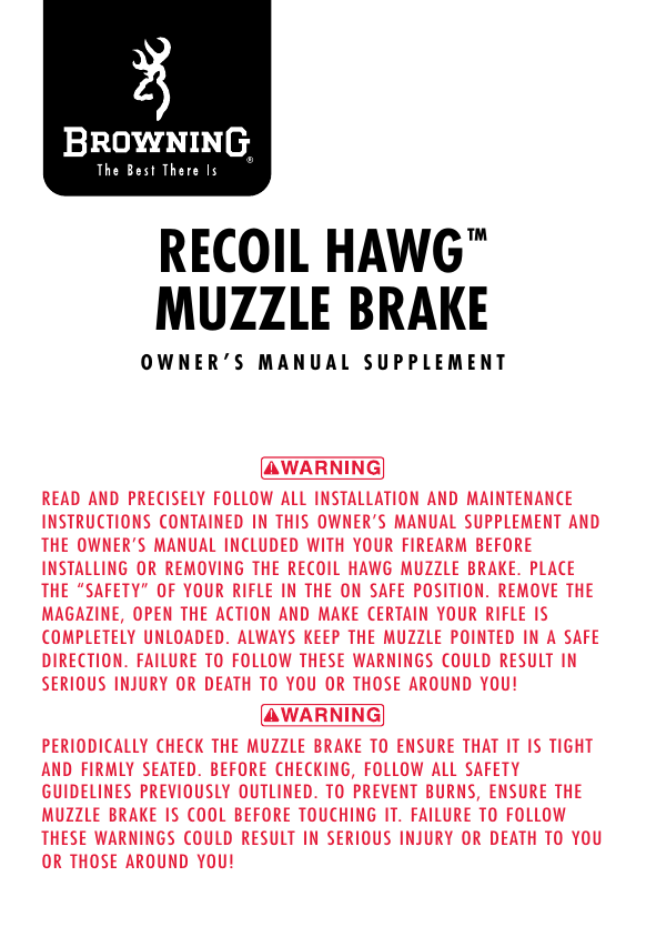Browning Recoil Hawg Muzzle Brake al Instructions