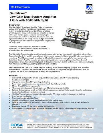 Cisco GainMaker High Gain Dual System Amplifier 1 GHz with 65 86 MHz Split Splitters, Directional Couplers, Power Inserter Data Sheet | Manualzz