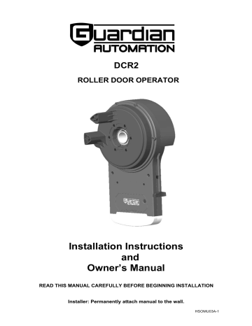 Guardian DCR2 Installation Instructions And Owner's Manual | Manualzz