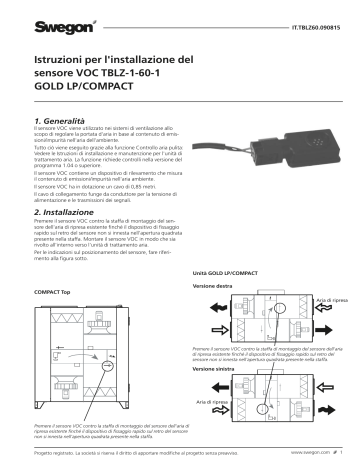 Swegon TBLZ-1-60-1 Sensore VOC Istruzioni per l'uso | Manualzz