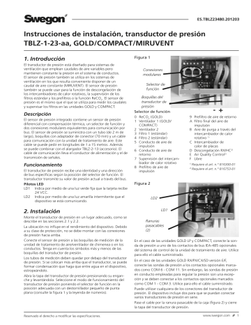 Swegon TBLZ-1-23-aa Transductor de presión Instrucciones de operación ...