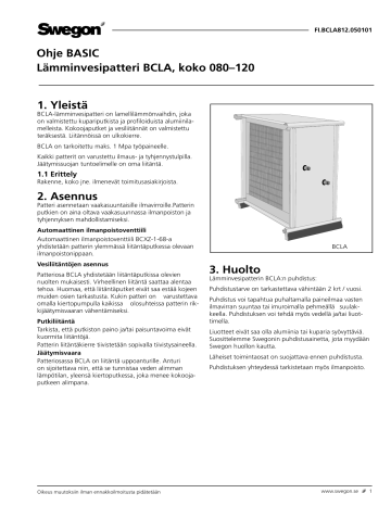 Swegon BCLA Air Heater Kasutusjuhend | Manualzz