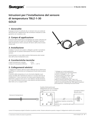 Swegon TBLZ-1-30 Temperature sensor Istruzioni per l'uso | Manualzz