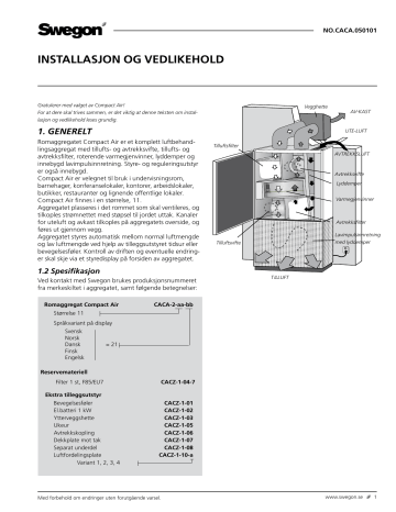 Swegon CACA Compact Air Betjeningsvejledning | Manualzz