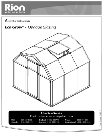 Palram Rion Eco Green Greenhouse Instruction Manual | Manualzz