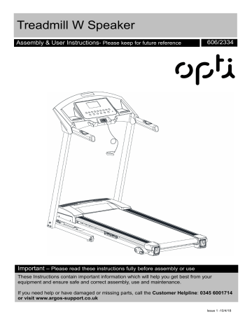 Opti treadmill manual new arrivals