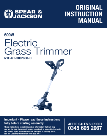 Spear & Jackson S&J S6030ET 600W 30CM GRASS TRIMMER Original Instruction Manual | Manualzz