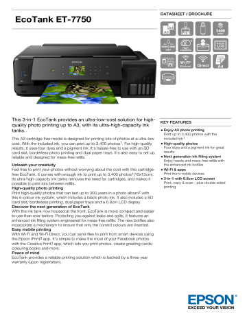 Epson ET 7750 ECOTANK PRINTER Instruction Manual | Manualzz