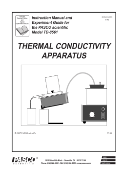 Pasco TD-8561 Thermal Conductivity Apparatus Owner's Manual