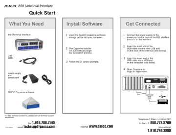 Pasco UI-5000 850 Universal Interface Quick Start Guide | Manualzz