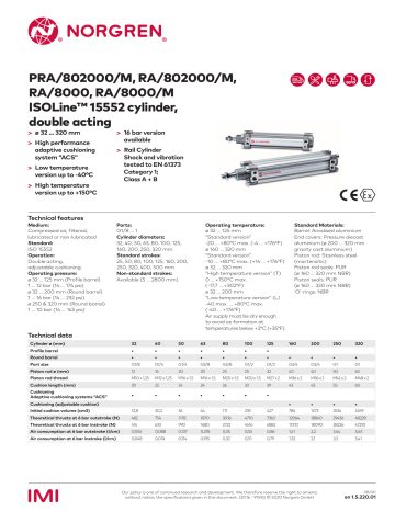 Norgren PRA/802080/M/200 ISOLine™ profile double acting cylinder Datasheet | Manualzz