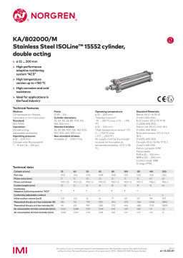 Norgren KA/802063/M/320 ISOLine™ tie-rod double acting stainless steel cylinder Datasheet