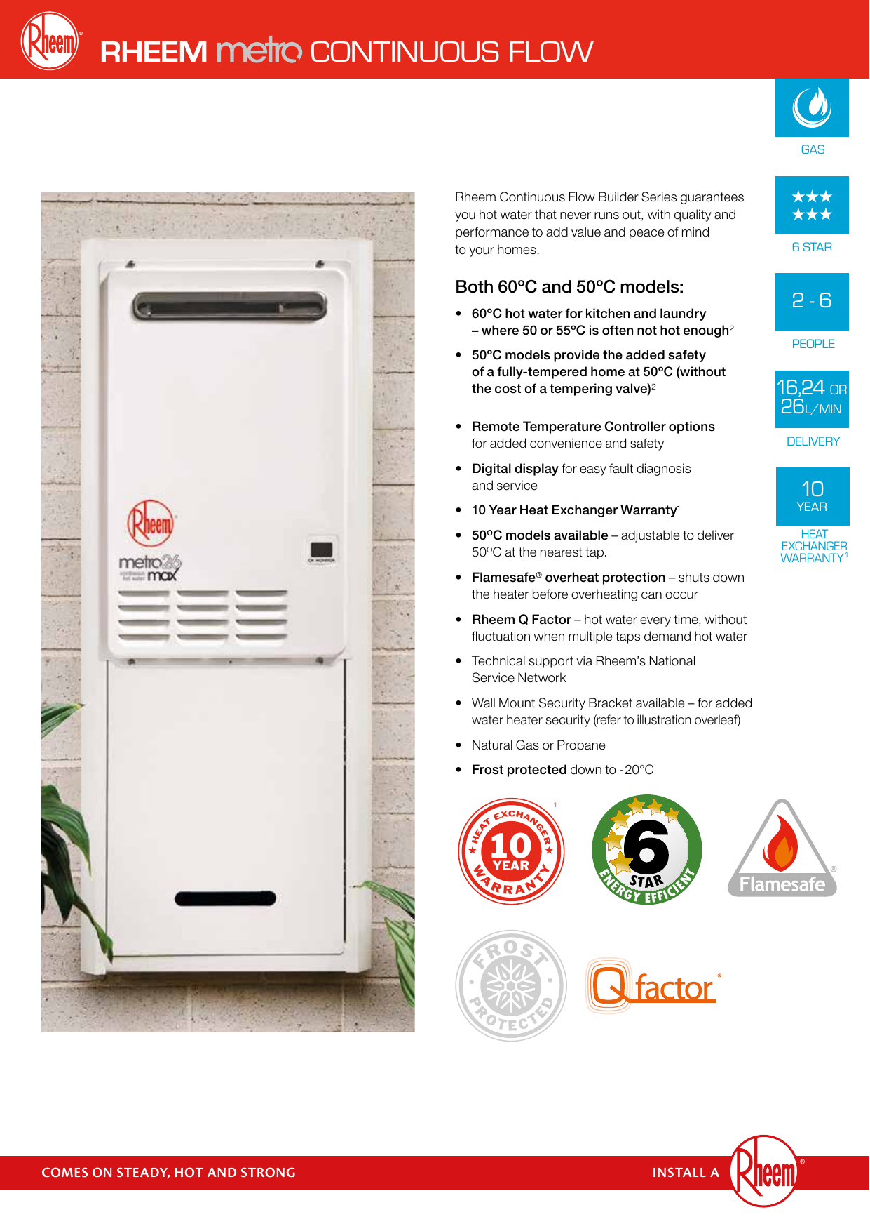 Rheem Metro Natural Gas Continuous Flow Hot Water System Specification |  Manualzz