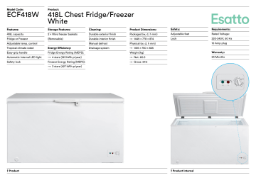 esatto 418l chest freezer ecf418w