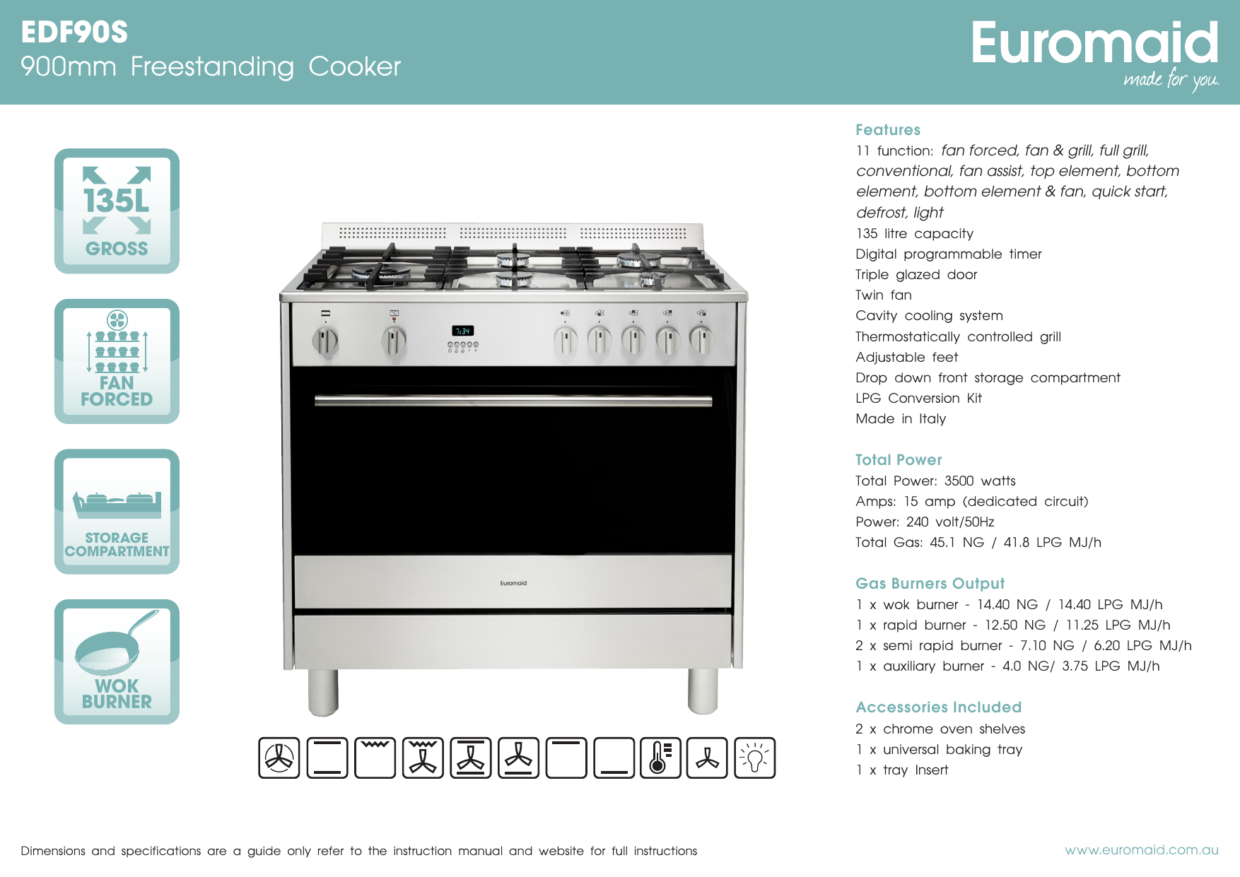Euromaid 900mm Freestanding Electric Oven Manual informacionpublica