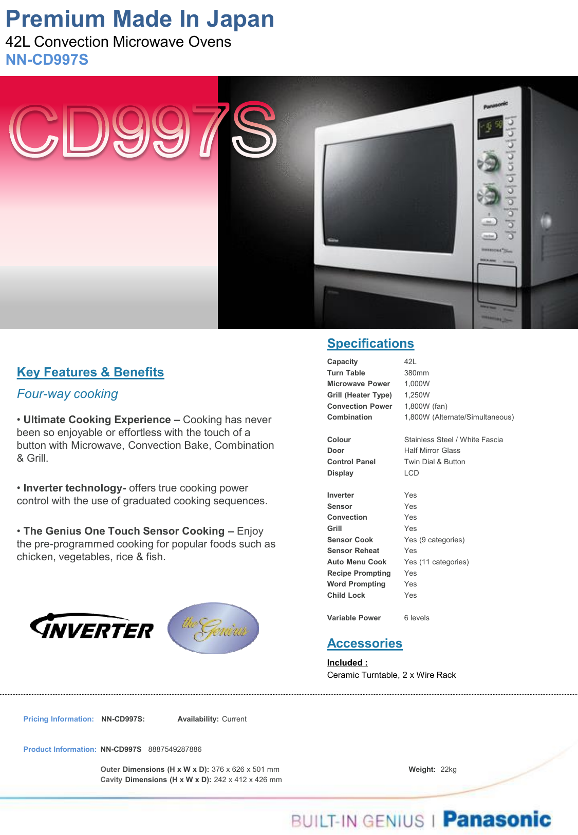 panasonic microwave oven nn cd997s price