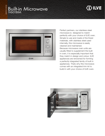 ILVE IV601BIM 25L Built-in Microwave 1300W Specification | Manualzz