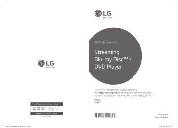 LG BP350 Blu-Ray Player User Manual | Manualzz