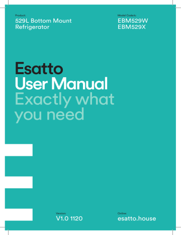 Esatto EBM529X 529L Bottom Mount Fridge User manual | Manualzz