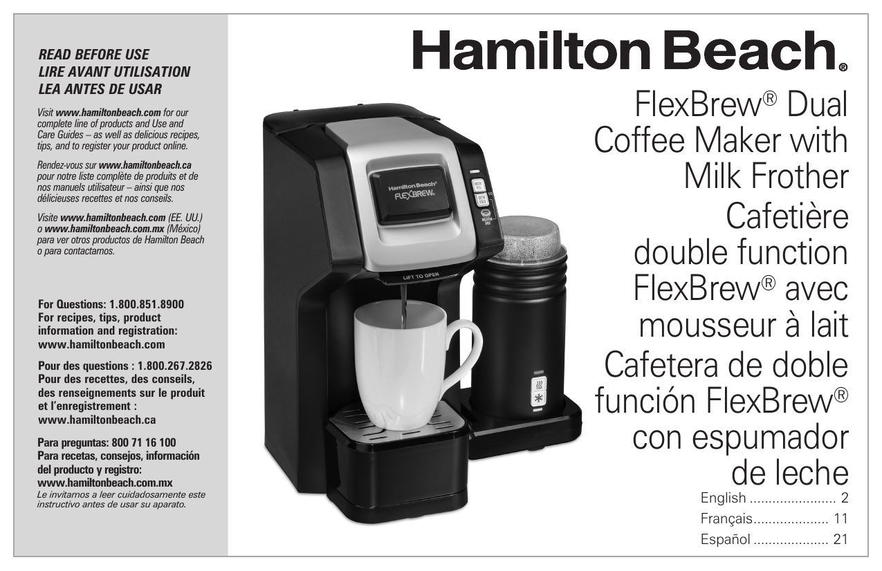 Hamilton Beach 49949 FlexBrew® Dual Coffee Maker Use and Care Guide |  Manualzz