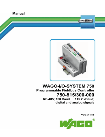 WAGO MODBUS RTU Programmable Fieldbus Controller Manual | Manualzz