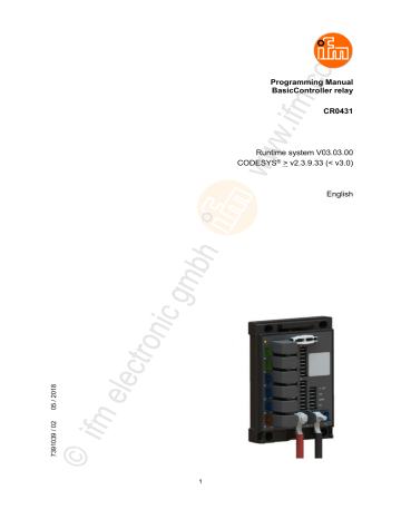 IFM BasicController CR0431, ioControl CR2050 Programming Manual | Manualzz