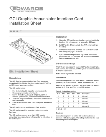 Edwards GCI Graphic Annunciator Interface Card Installation ...