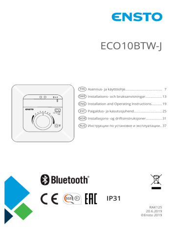 ensto ECO10BTW-J Руководство пользователя | Manualzz