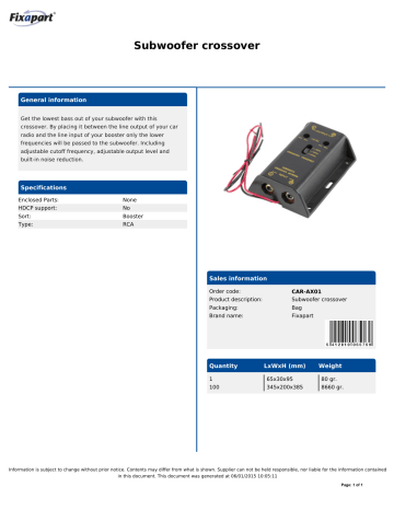 Fixapart CAR-AX01 Car Amplifier Leaflet | Manualzz