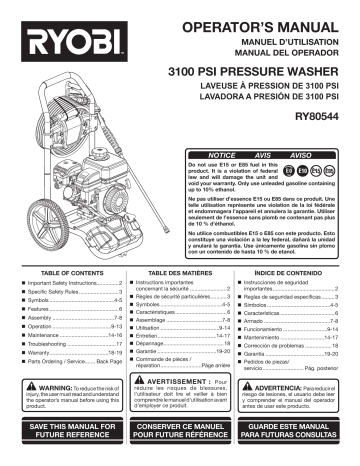 Ryobi Pressure Washer Instructions
