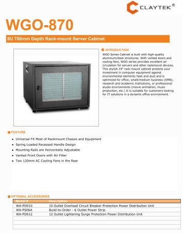 Claytek WGO-870 8U 700mm Depth Rack-mount Server Cabinet Data Sheet | Manualzz
