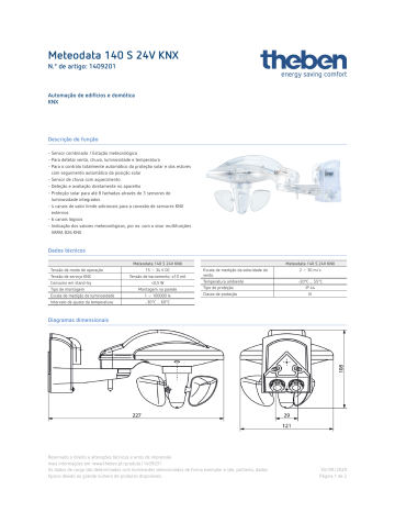 Theben Meteodata 140 S 24V KNX Wetterstation – Wind, Regen, Helligkeit, Temperatur – Mit Heizung & 8 Fassaden-Sonnenschutz