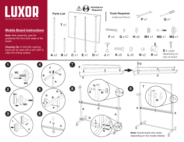 Luxor Assembly Guide Mobile Whiteboard Assembly 