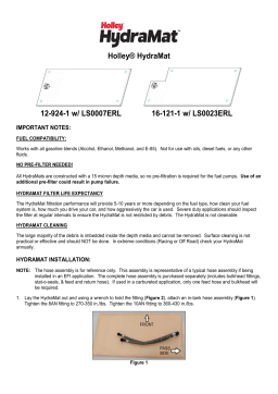 Holley 16-121-1 30" x 14" HydraMat®, NASCAR Truck Rectangle Instructions
