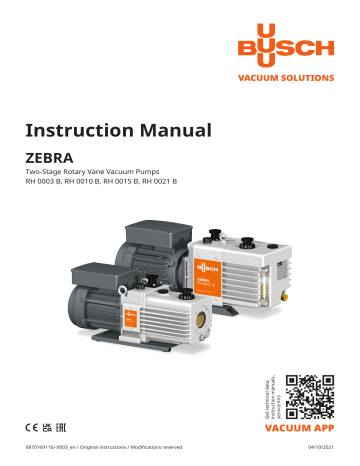 Busch ZEBRA RH 0015–0021 B Vacuum pump Instruction Manual | Manualzz