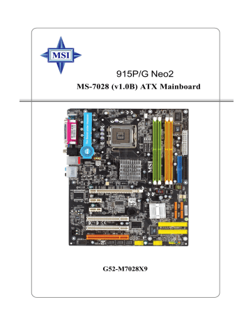 MSI MS-7028 (V1.0B) 915P Neo2-F/ FR(V1.0B) Owner's Manual | Manualzz