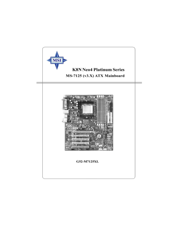 MSI MS-7125 v3.0 K8N Neo4 Platinum (PCB 3.0) Owner's Manual | Manualzz