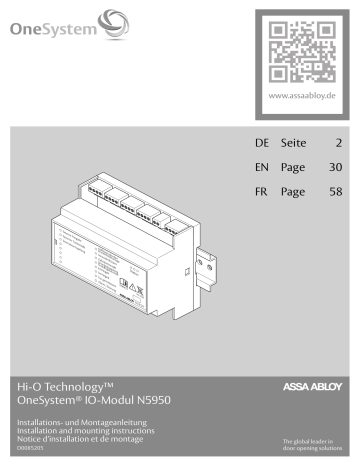 Assa Abloy OneSystem IO-Modul N5950 Installation And Mounting ...