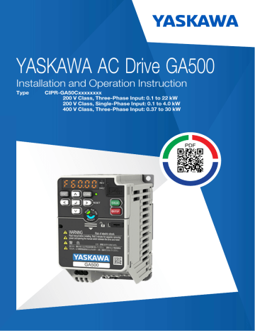 YASKAWA GA500 Serie, GA500 series Руководство пользователя | Manualzz