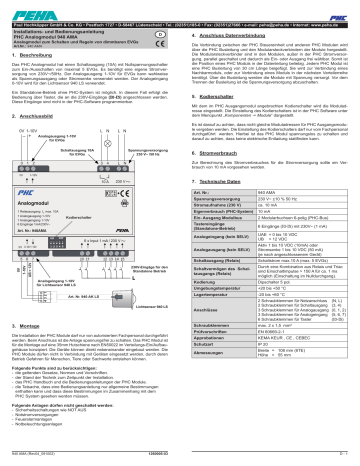 PEHA PHC 940 AMA Installation And Operating Instructions | Manualzz