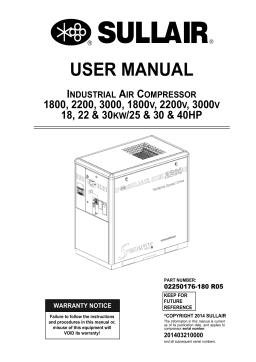 Sullair 1100E, 1107e, 1112e, 1500E, 1512e, 1800E, 1800v, 3000 User Manual