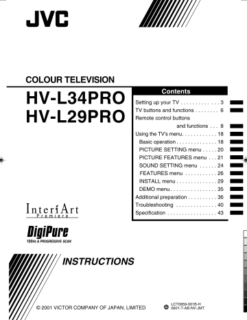 JVC HV-L29PRO, HV-L34PRO Instructions Manual | Manualzz