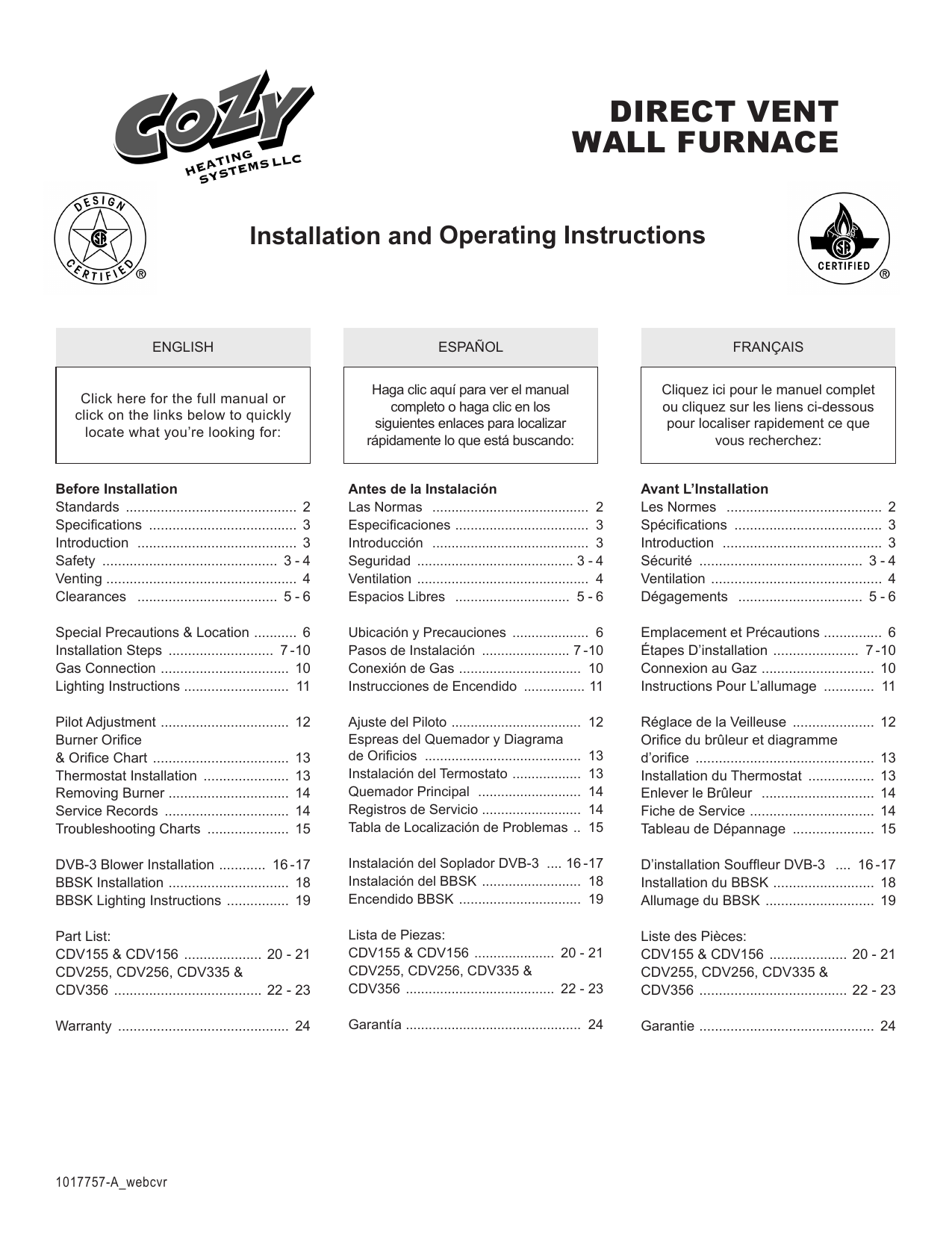 Cozy CDV155C, CDV255C, CDV156C User manual | Manualzz