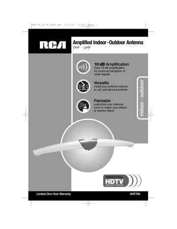 Lightning Protection for Exterior Mounting. RCA ANT706, ANT706A | Manualzz