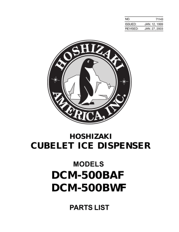 Hoshizaki DCM-500BWF Parts List | Manualzz