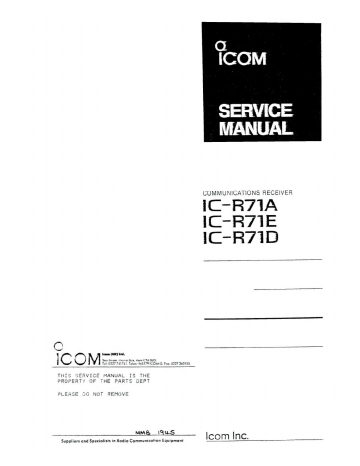 Icom IC-R71A, IC-R71D, IC-R71E Service Manual | Manualzz